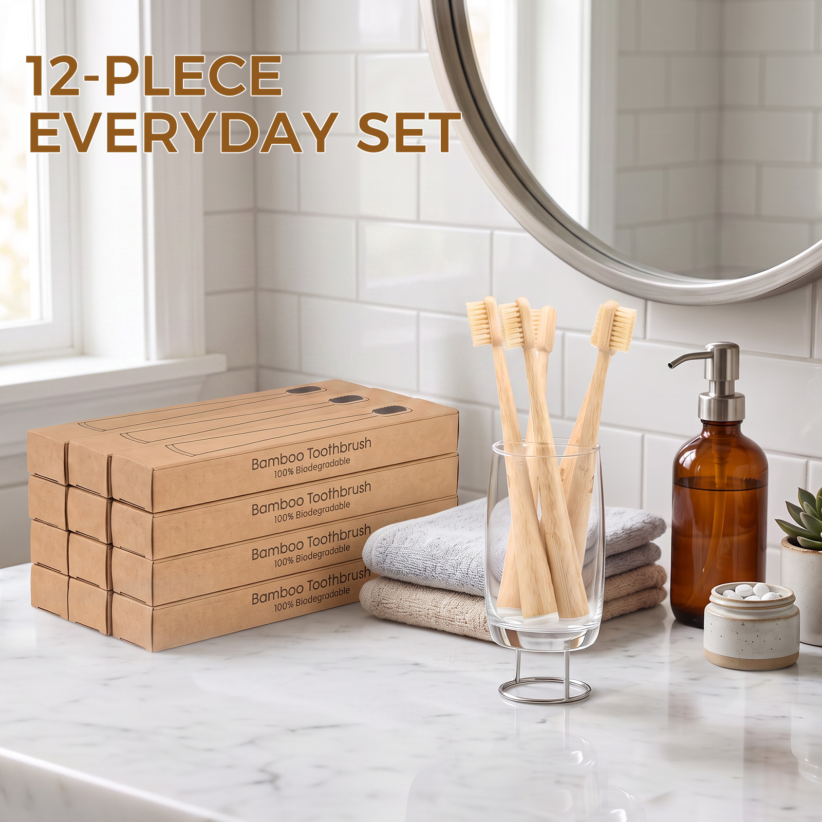 12Pcs Natural Bamboo Toothbrus - Bamboo Toothbrush recension och pris