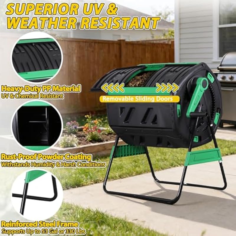 53-Gallon Two-Section Rotating - Compost Bin recension och pris