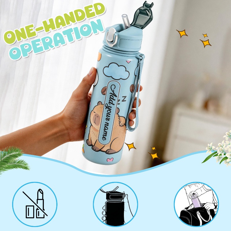 750ml Custom Name Cute Capybar - Reusable Straw recension och pris